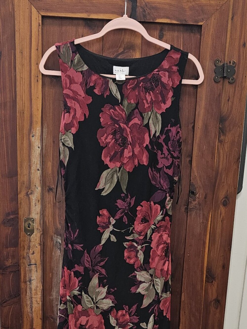 Nicole Miller black floral mesh maxi dress Size Small